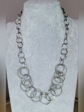 Lia Sophia Polished Silver-Tone Graduated Hoop Statement Necklace